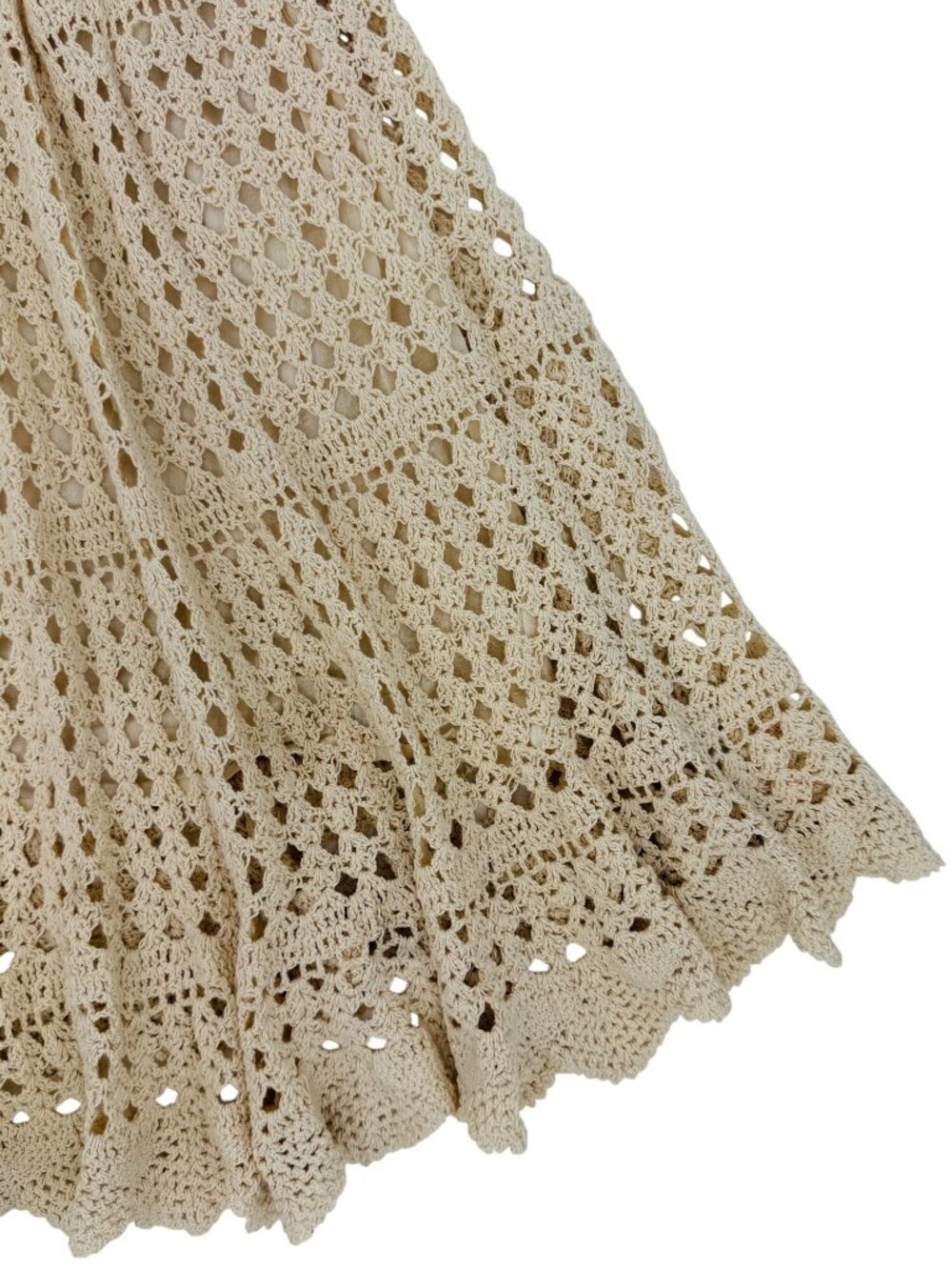 VTG 90s Artelier Nicole Miller Beige Crochet Scalloped Skirt M | Coastal Cowgirl - Picture 12 of 16